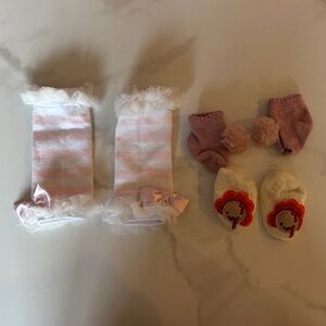 Baby Girls Pink Ruffle Knee-High Socks and Bootie Set
